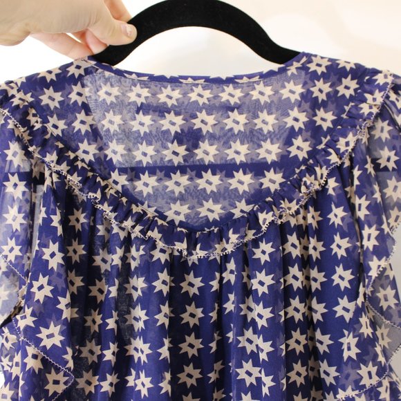 DVF 100% Silk Top Blouse Tassels Western Tank - Picture 10 of 13